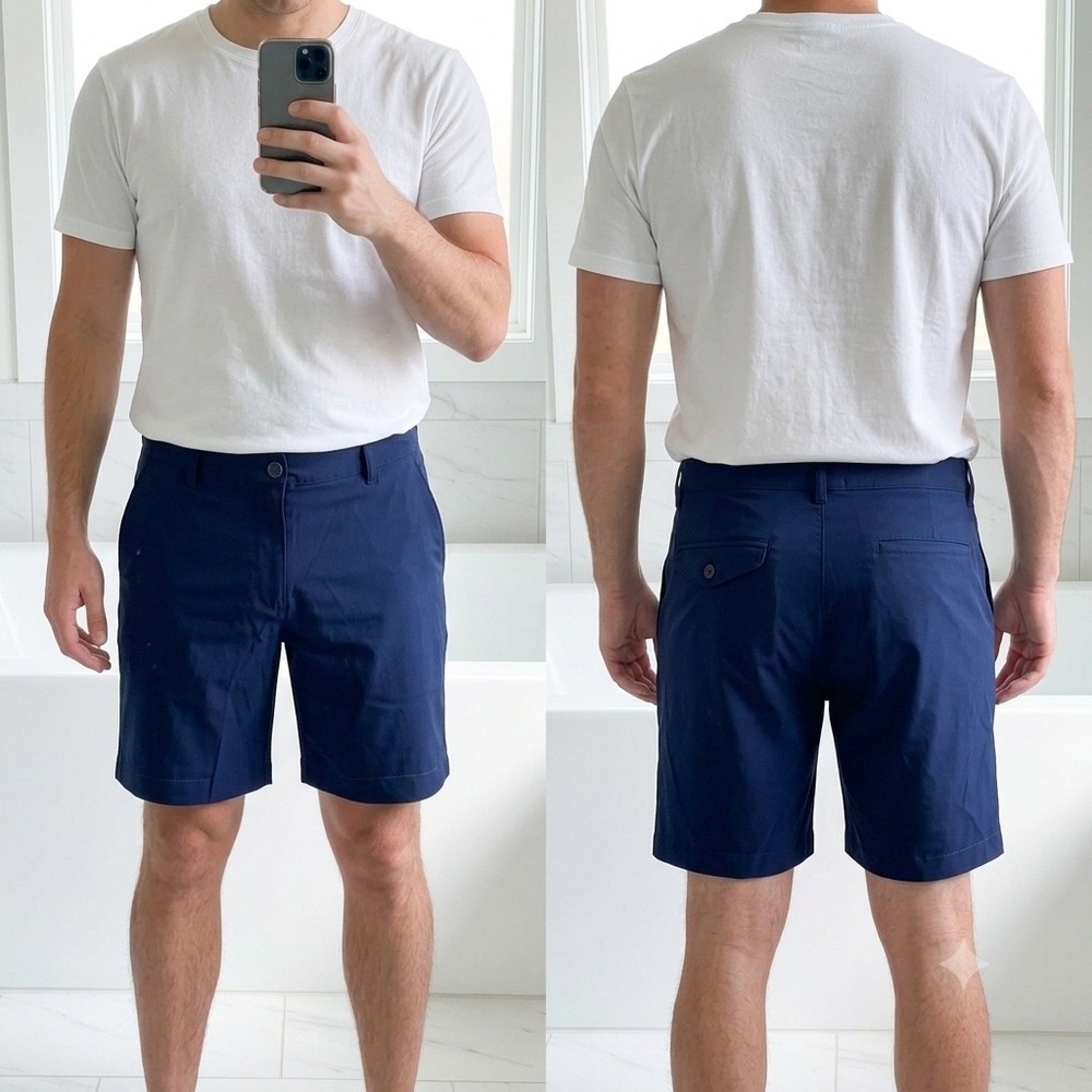 Rhone Commuter Shorts Mens 36 Navy Blue Performance Stretch Tech‎ Golf 9" Inseam
